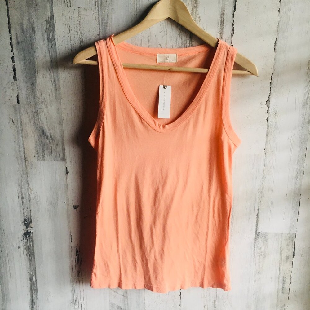 NWT  Anthropologie T.La Scoop-Neck Layering Tank Peach Cotton Modal S